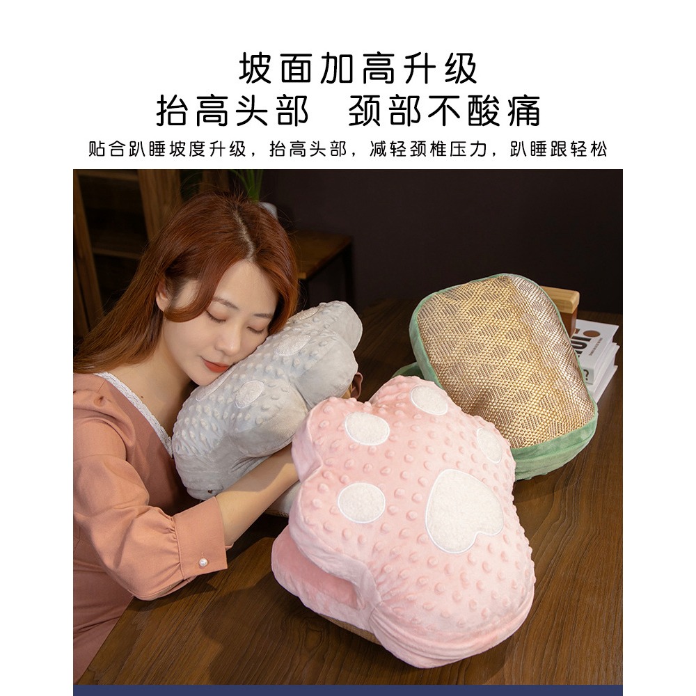 涼席貓爪午睡枕學生兒童趴睡枕辦公室趴睡枕學生趴枕午休枕可拆洗-細節圖8