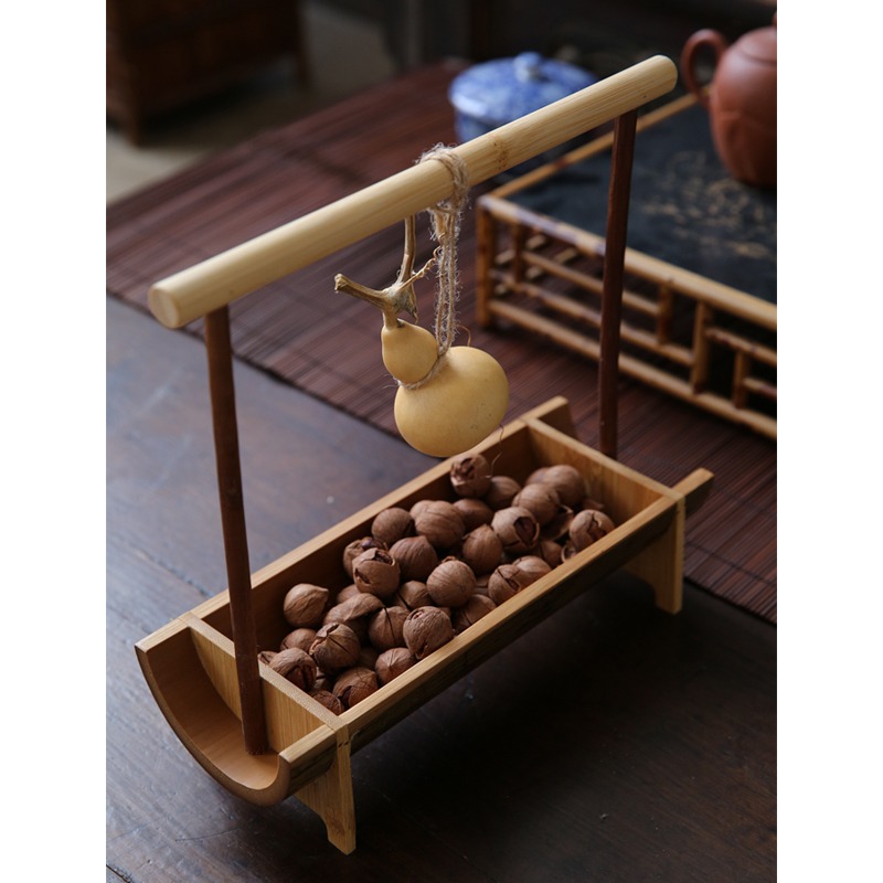 手工竹製品竹果籃果盤果碟 乾果小家用餐廳 可拎可提竹籃-細節圖4