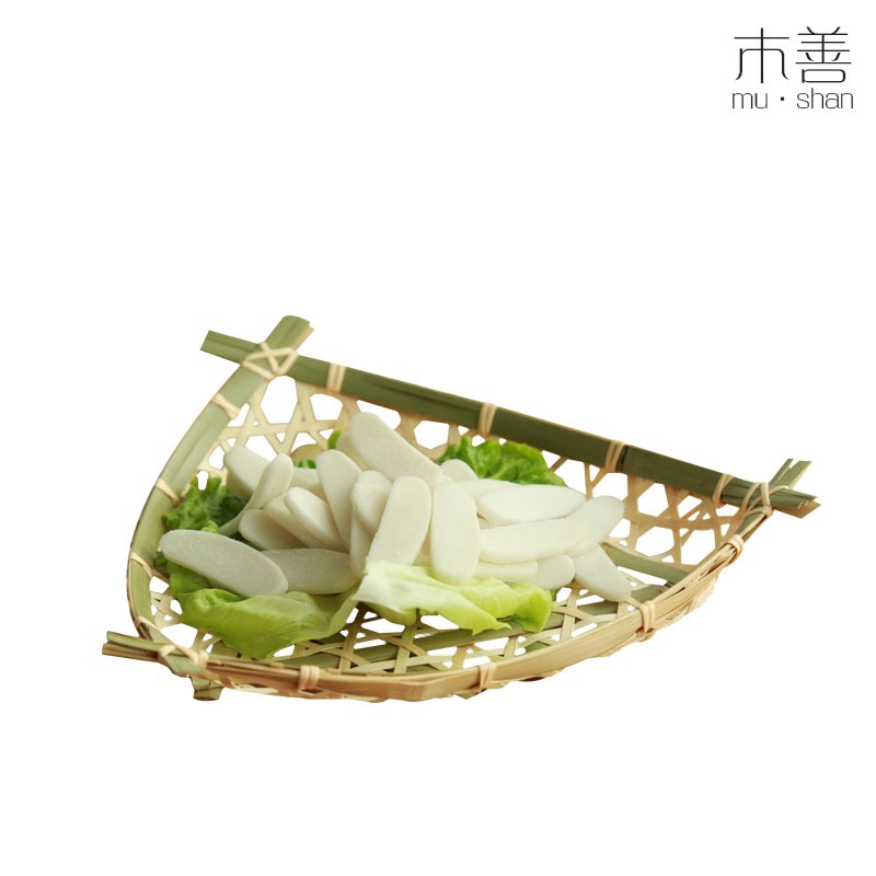 木善 竹編筐竹餐盤 竹簸箕果籃 餐廳菜籃 小簸箕 點心盤 火鍋菜盤-細節圖2