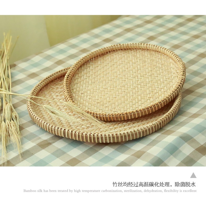 木善 竹扁竹篩 家用晾曬 餃子盤 竹簸箕 廚房菜籃 點心筐饅頭筐-細節圖10