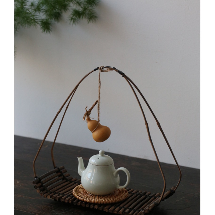 木善手工竹編竹排茶道配件杯墊裝飾點心果盤果籃茶托香爐底座擺件-細節圖6