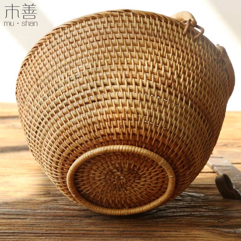 木善 藤編提籃 雞蛋籃採摘籃小籃子茶幾水果籃 果籃竹籃 野餐籃-細節圖4