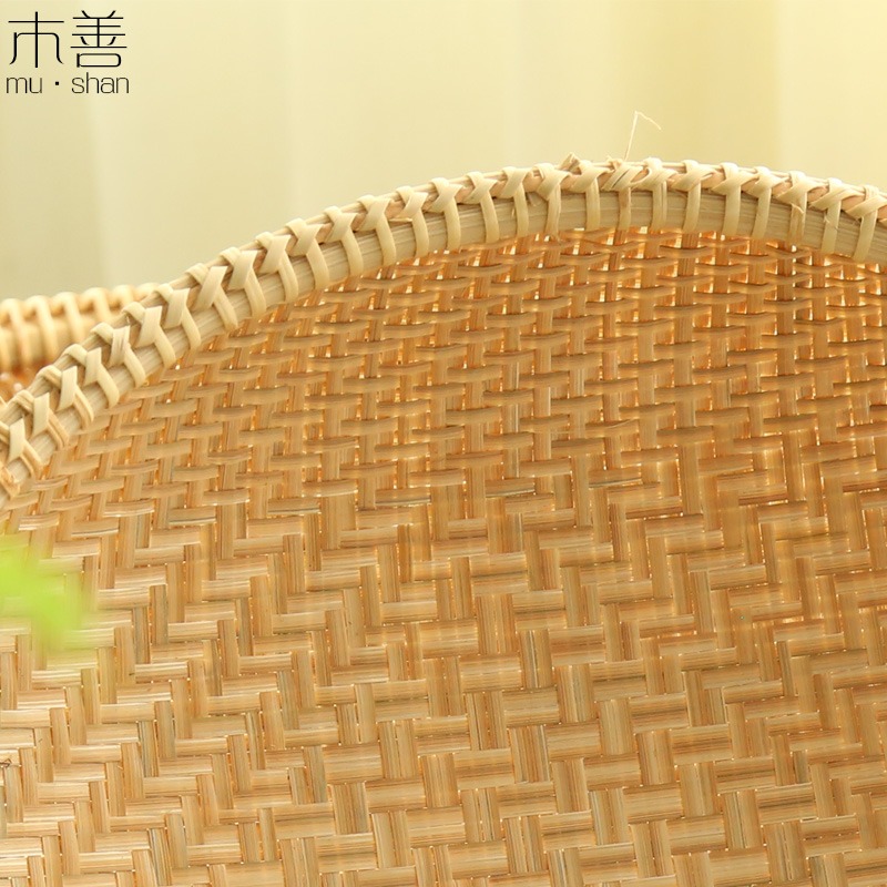 木善 竹編筐竹製品精編家用水果盤點心筐田園風-細節圖3