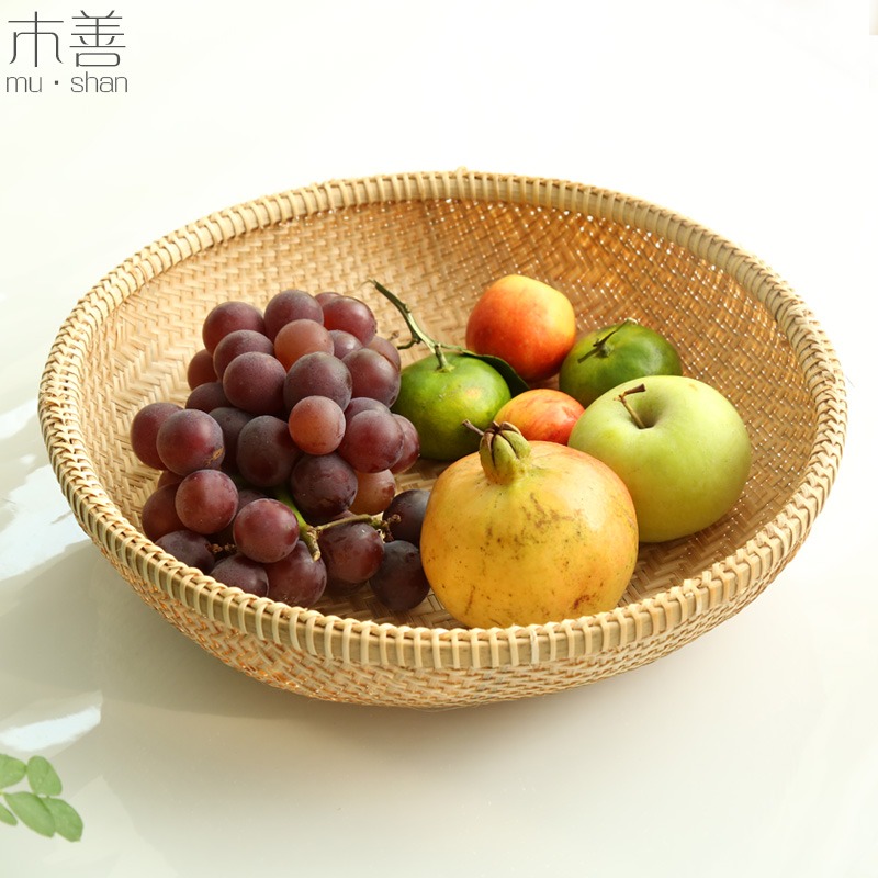 木善 竹編筐竹製品精編家用水果盤點心筐田園風-細節圖5