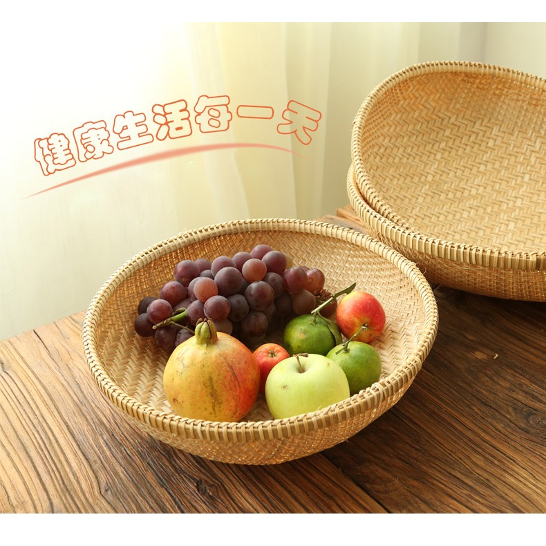木善 竹編筐竹製品精編家用水果盤點心筐田園風-細節圖6