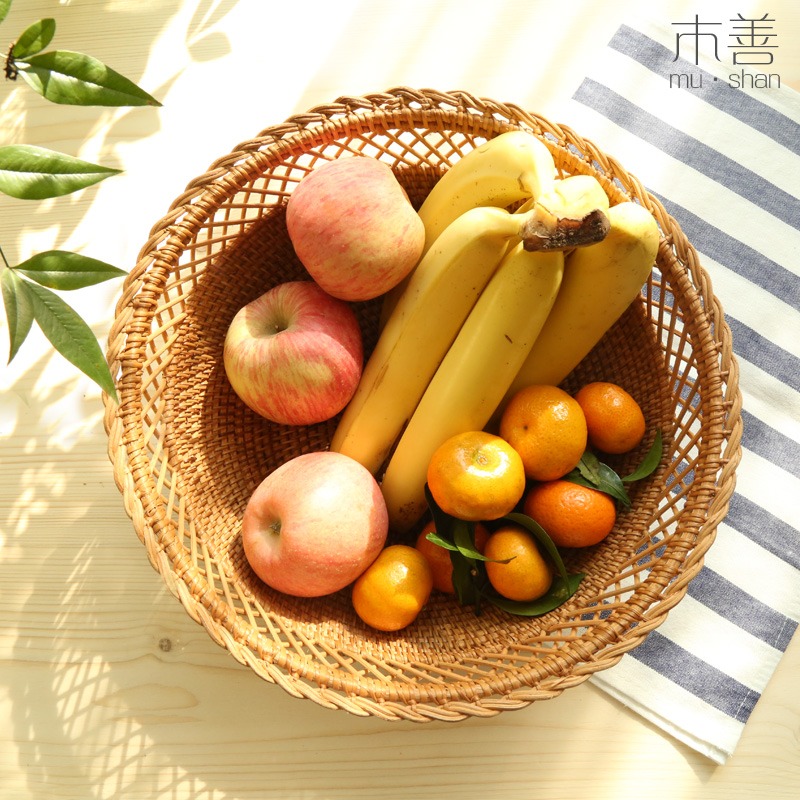 藤編筐 麪包筐 果籃 編織水果籃 零食糖果盤桌面茶幾雜物收納筐-細節圖5