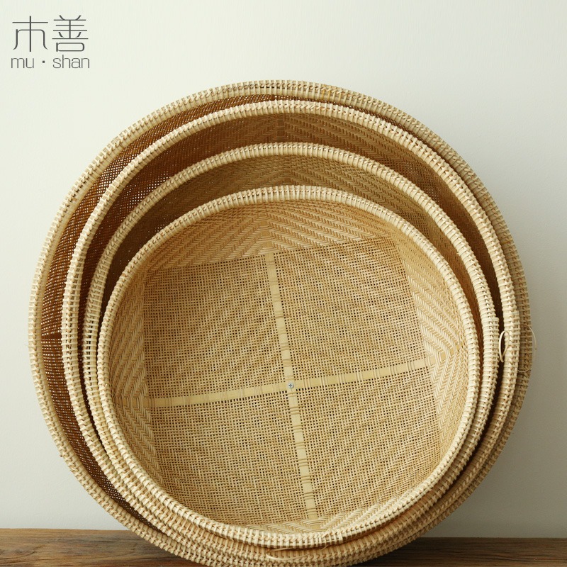 木善 竹編廚房食品防蒼蠅罩子 居家餐桌罩水果罩 蔬菜乾果收納籃-細節圖3