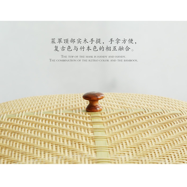 木善 竹編廚房食品防蒼蠅罩子 居家餐桌罩水果罩 蔬菜乾果收納籃-細節圖9