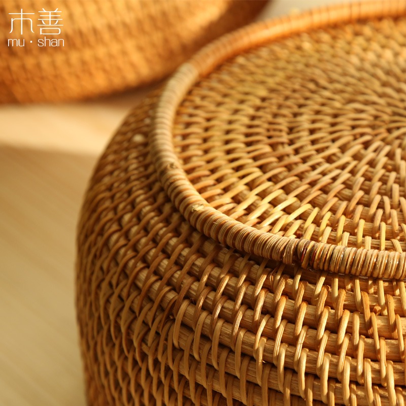 越南藤編點心盤 家居水果盤 零食筐 糖果籃 茶點盒 茶幾收納筐-細節圖3