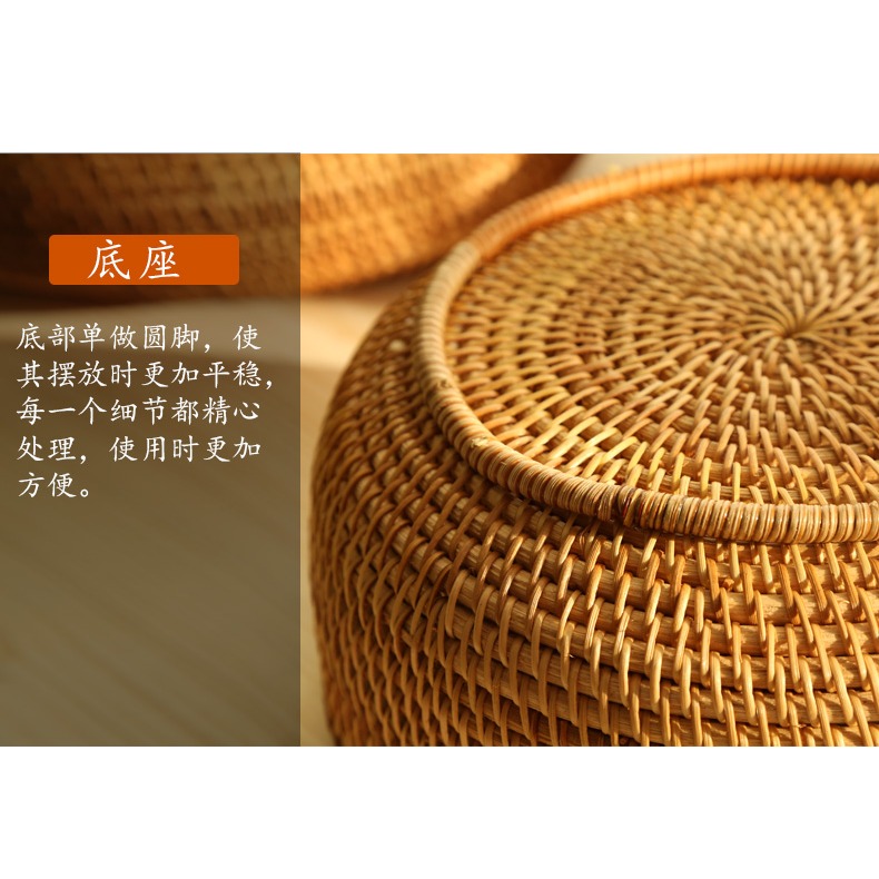 越南藤編點心盤 家居水果盤 零食筐 糖果籃 茶點盒 茶幾收納筐-細節圖10