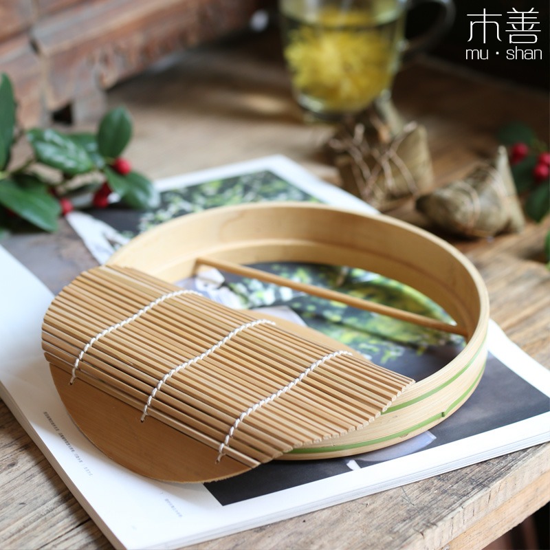 竹製果盤 竹製品 點心盤 零食盤水果盤 小圓筐 竹菜盤 仿小蒸盤-細節圖4
