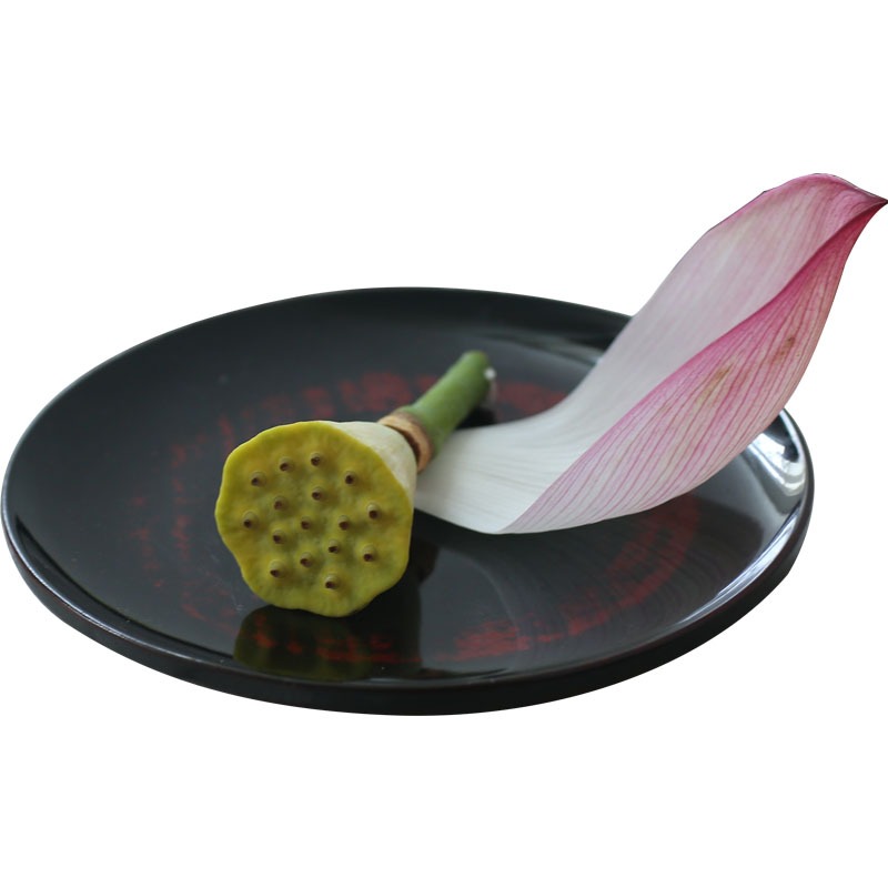 大漆茶點盤 木製點心盤 乾果盤堅果水果碟子 糕點茶桌茶道擺件-細節圖2
