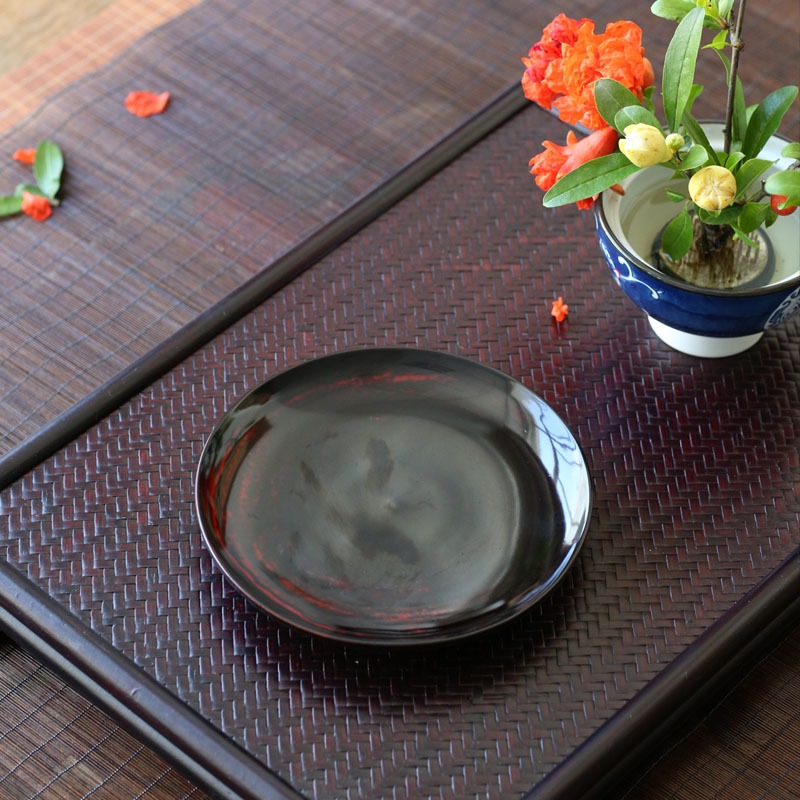 大漆茶點盤 木製點心盤 乾果盤堅果水果碟子 糕點茶桌茶道擺件-細節圖3