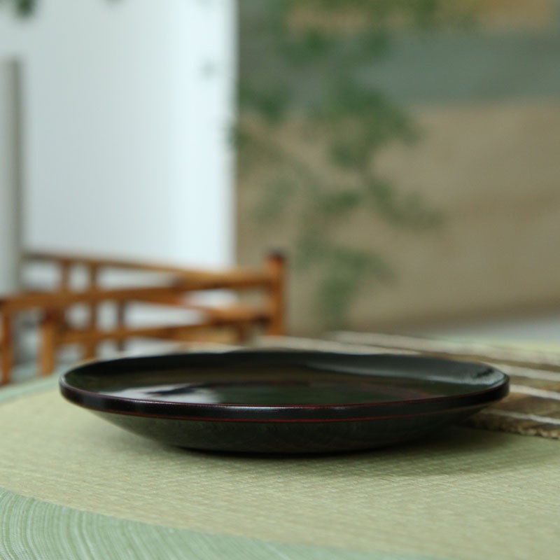 大漆茶點盤 木製點心盤 乾果盤堅果水果碟子 糕點茶桌茶道擺件-細節圖4