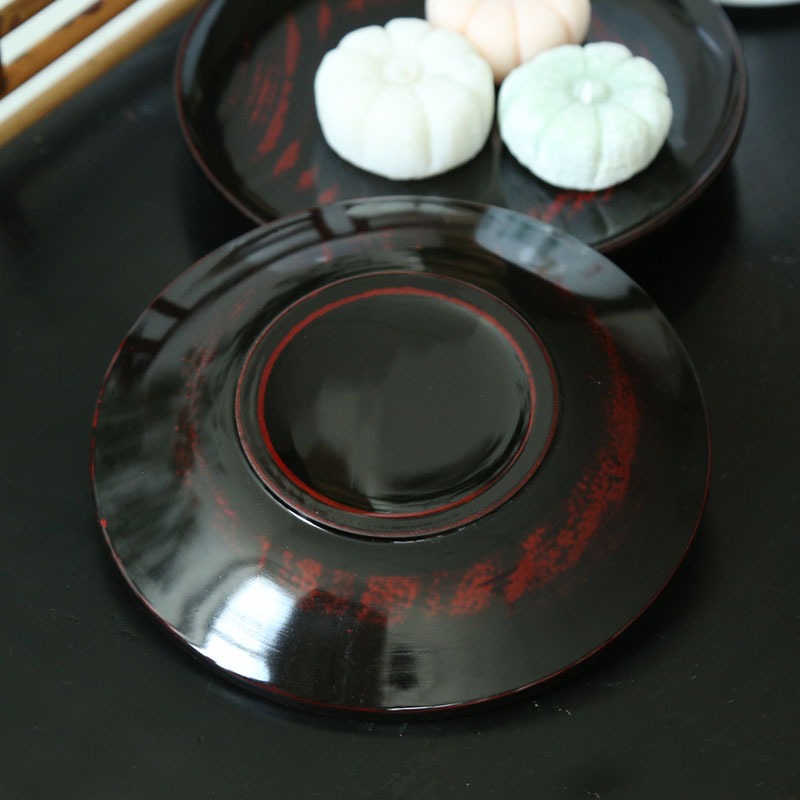 大漆茶點盤 木製點心盤 乾果盤堅果水果碟子 糕點茶桌茶道擺件-細節圖5