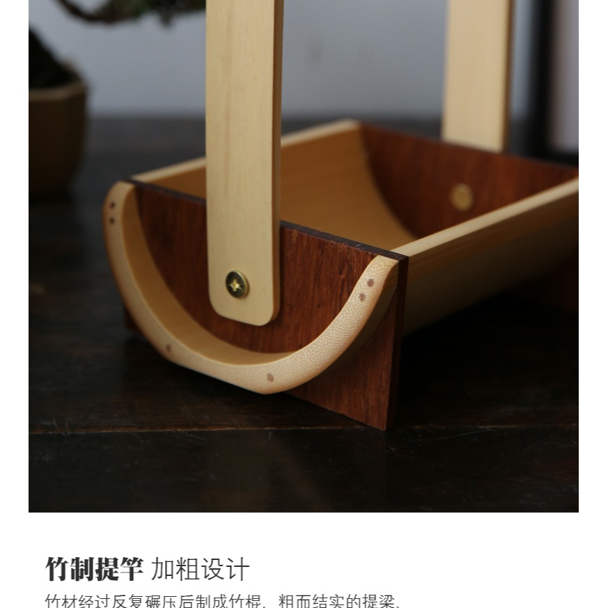 手工竹提籃 果籃乾果熟食盤 家用餐廳果盤 竹製品-細節圖9
