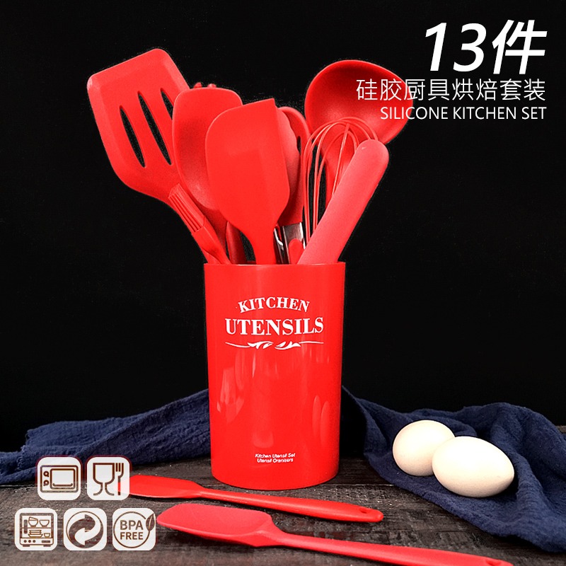 烘焙工具套裝廚房用具烤箱家用硅膠不粘鍋鍋鏟耐高溫烹飪鏟勺收納-細節圖2