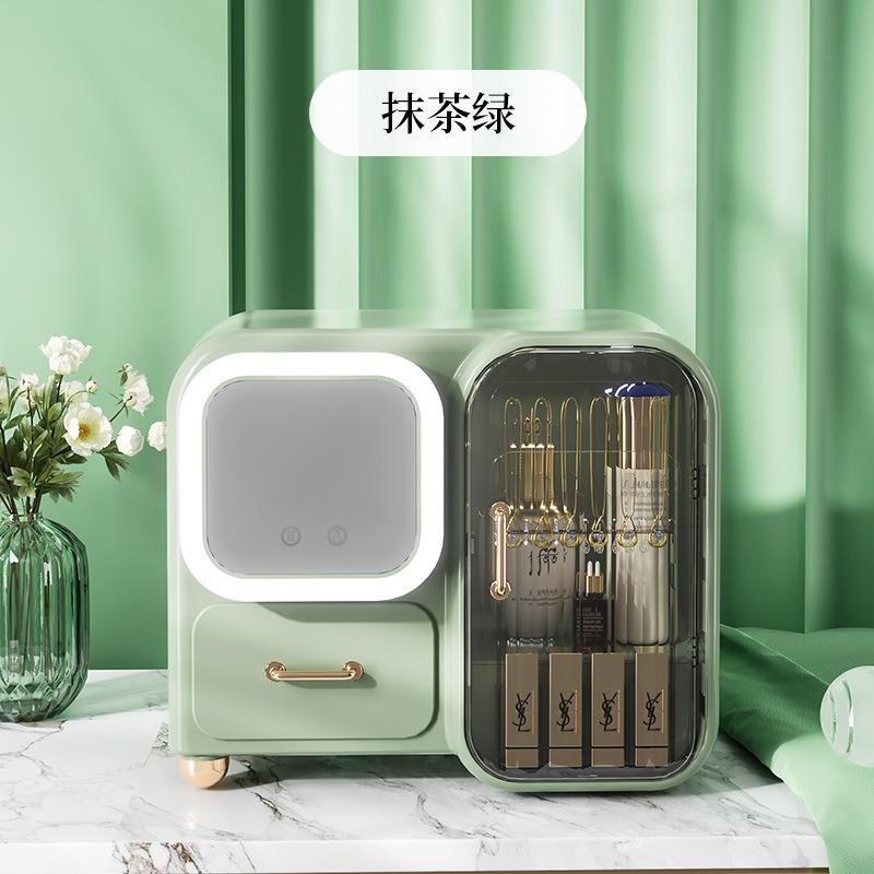 2022化妝品收納盒帶鏡子一體燈高檔精緻梳妝臺首飾護膚品收納高級-細節圖9