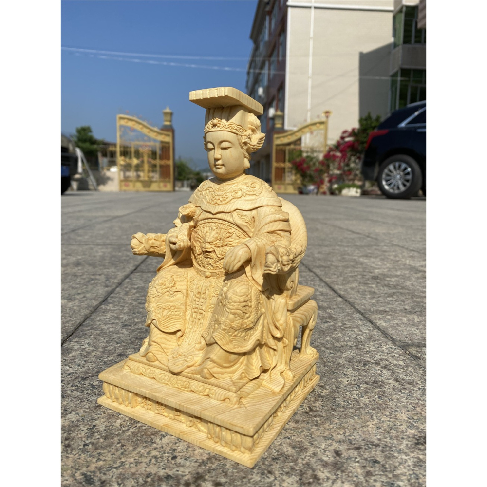 檜木木雕刻媽祖實木家居擺件海神天上聖母湄洲工藝品媽祖大號-細節圖3
