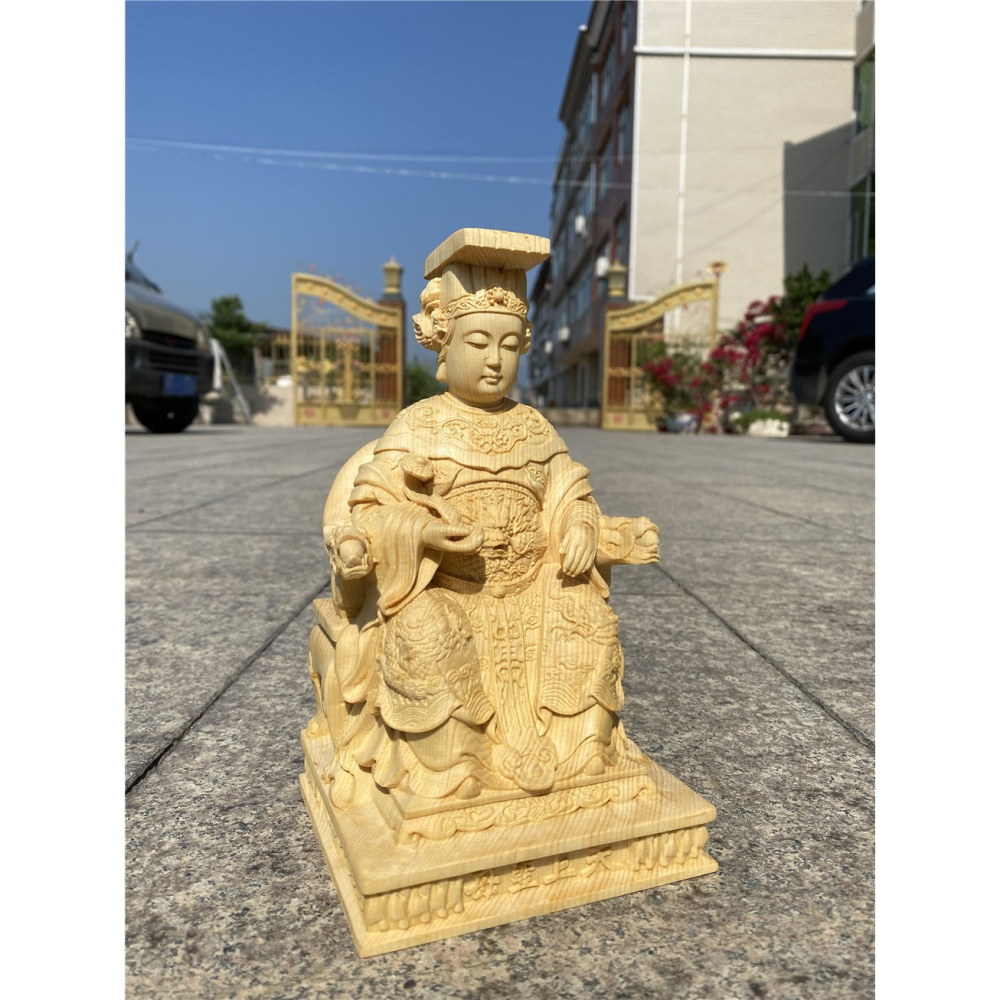檜木木雕刻媽祖實木家居擺件海神天上聖母湄洲工藝品媽祖大號-細節圖4