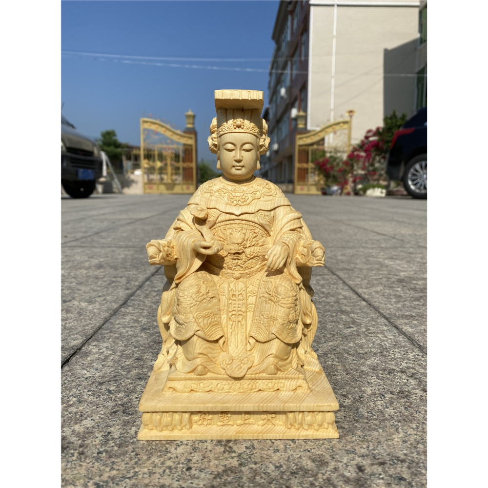 檜木木雕刻媽祖實木家居擺件海神天上聖母湄洲工藝品媽祖大號-細節圖5