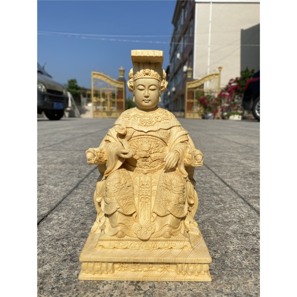 檜木木雕刻媽祖實木家居擺件海神天上聖母湄洲工藝品媽祖大號-細節圖6