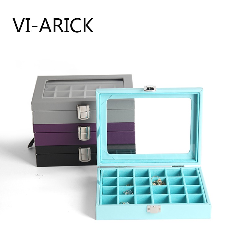 VI-ARICK皮質小號24格珠寶箱首飾盒戒指耳釘展示盒鉆盒耳環收納盒-細節圖2