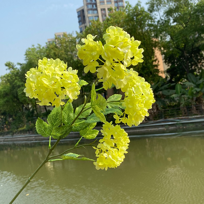 單支歐式仿真繡球花 4頭木葉繡球假花束套裝家居客廳餐桌花藝擺件-細節圖4