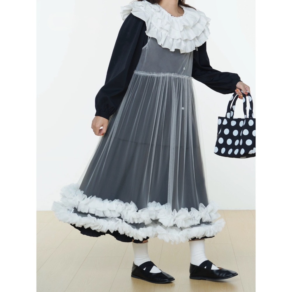 kumo select 重工蕾絲吊帶外罩（共兩色）-規格圖7