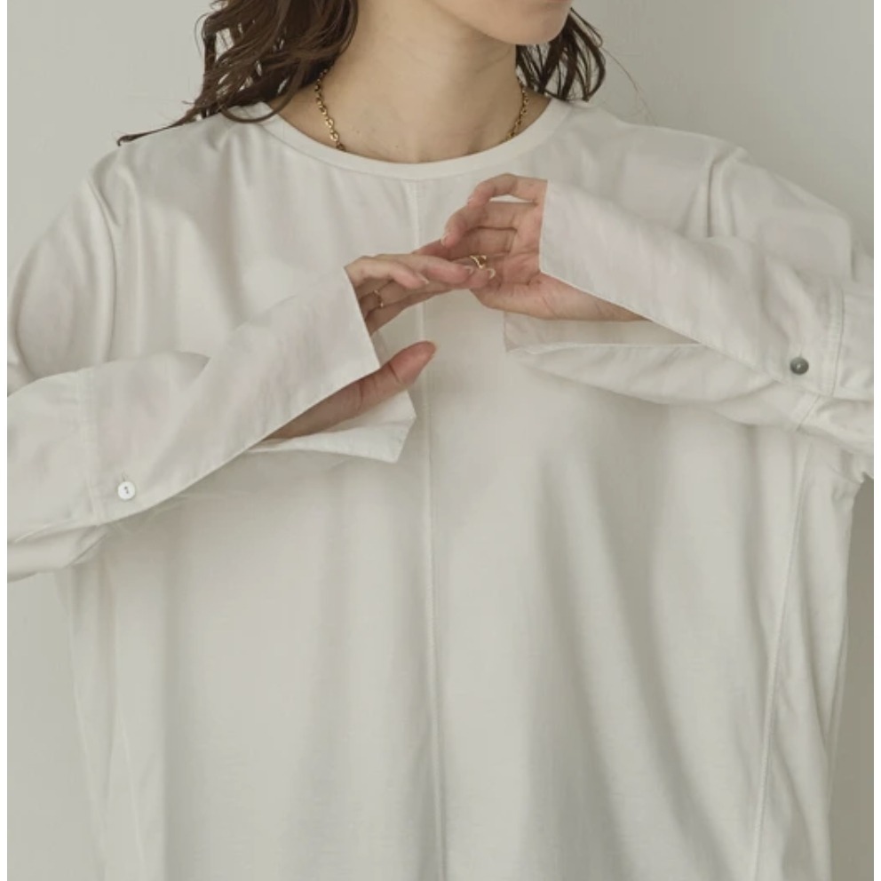 kumo select hunch 一見鍾情💘異材質拼接袖百搭上衣-細節圖5