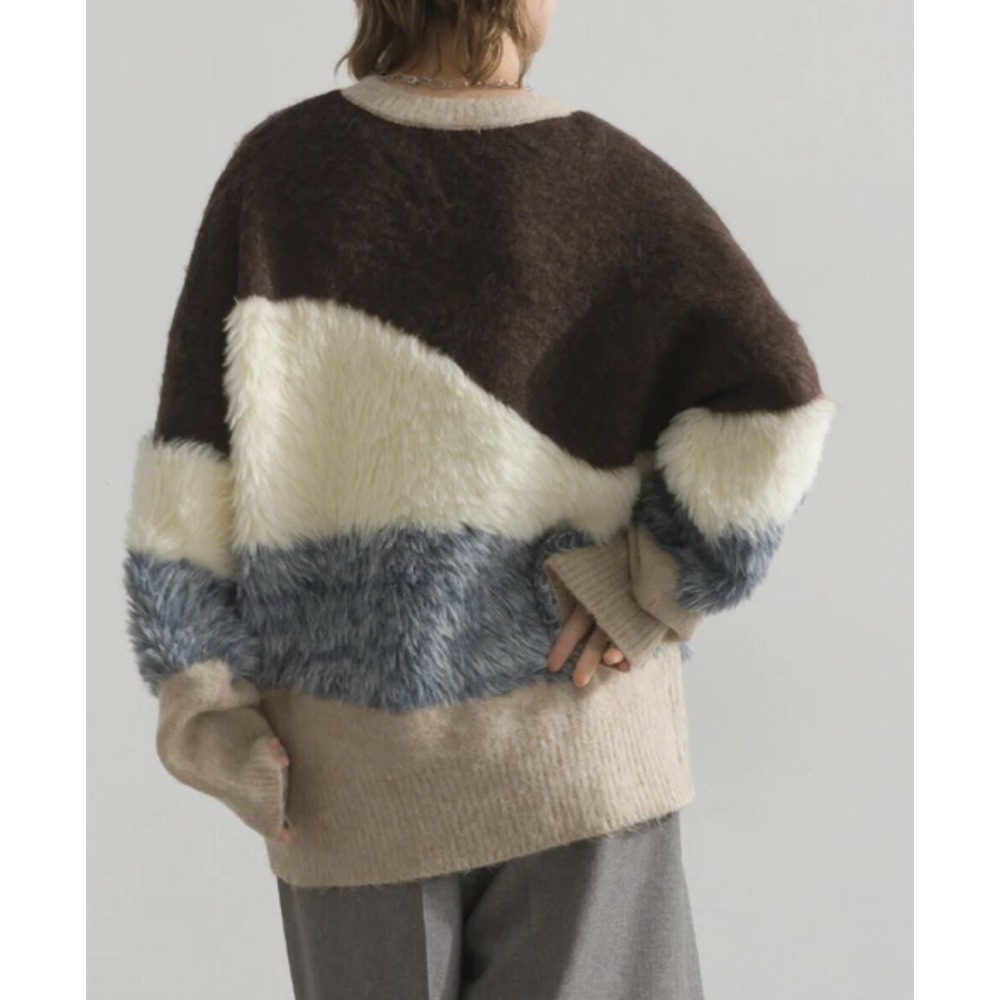 kumo select 🇯🇵 三色熊毛毛撞色毛衣（兩色）🐻-細節圖3