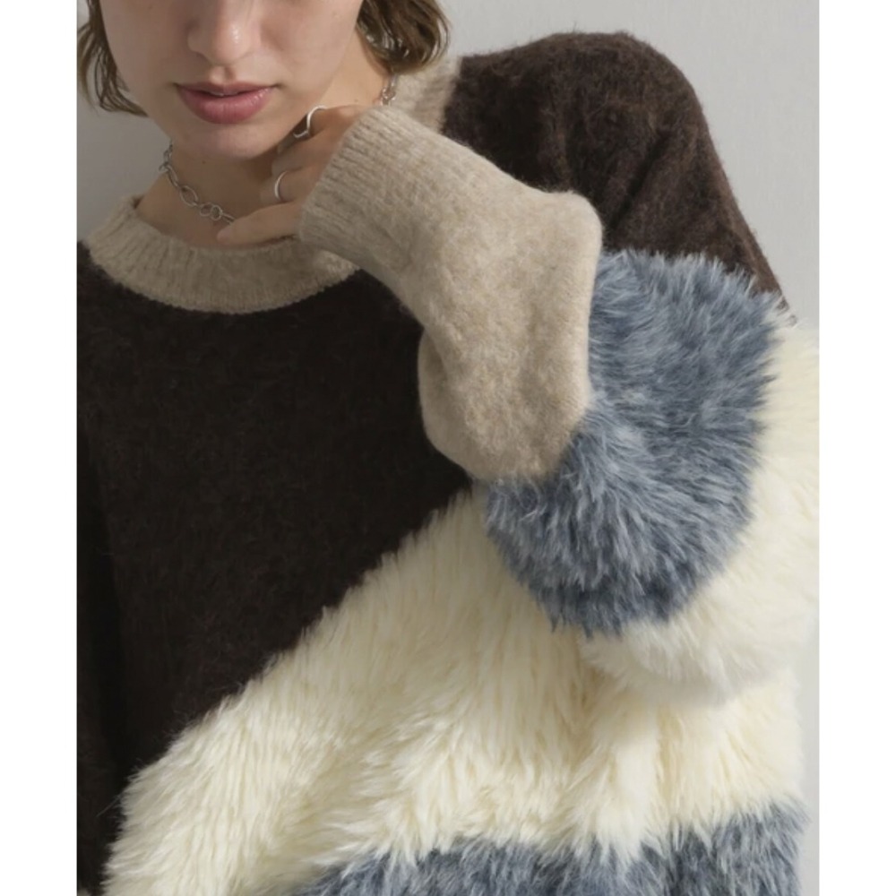 kumo select 🇯🇵 三色熊毛毛撞色毛衣（兩色）🐻-細節圖4
