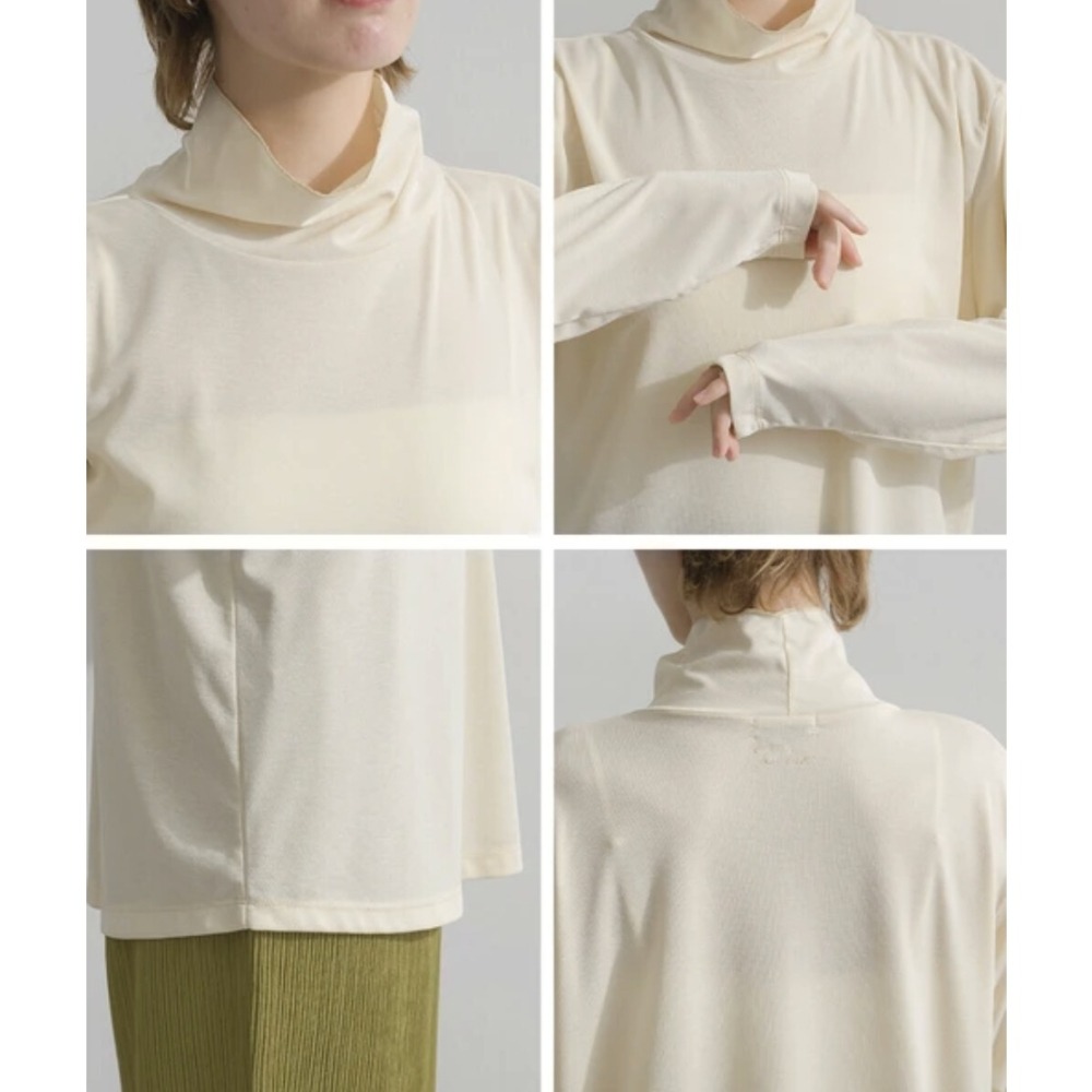 kumo select 🇯🇵後刺繡慵懶微寬鬆高領上衣（三色）-細節圖6