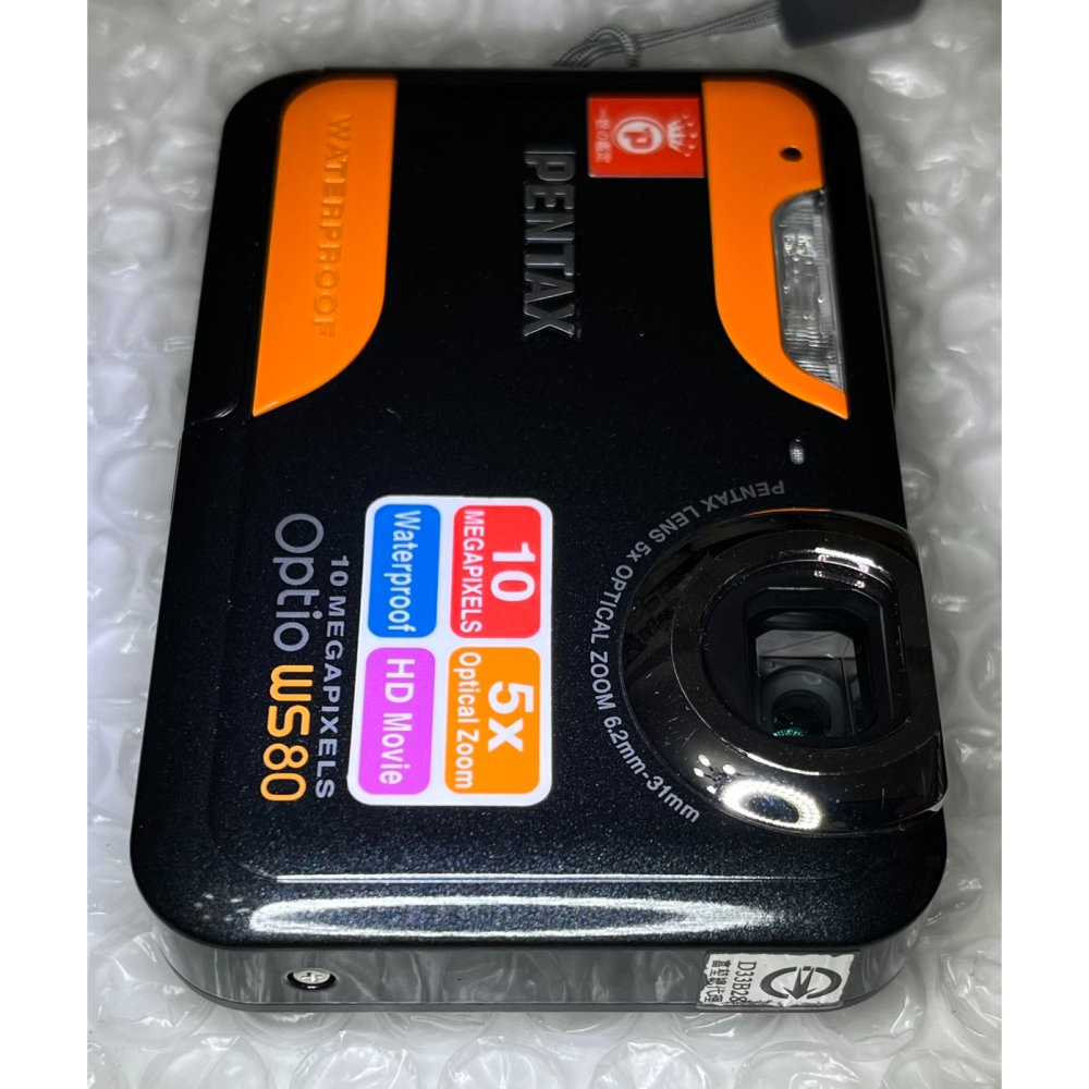 ◢ 簡便宜 ◣ 二手PENTAX Optio WS80 防水數位相機 黑橘 1000萬畫素 5倍光學變焦 CCD 老相機-細節圖3