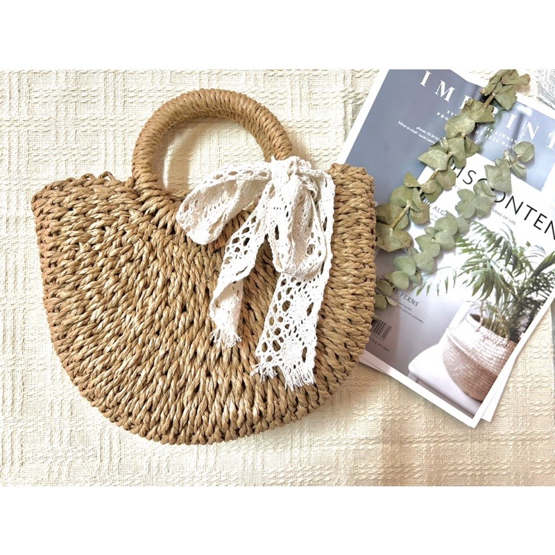 【SHE】現貨實拍/夏天海邊穿搭必備 ❤️/草編/竹編/沙灘包/度假 /ig 峇里島/手提肩背/女包/包包/網紅-細節圖2