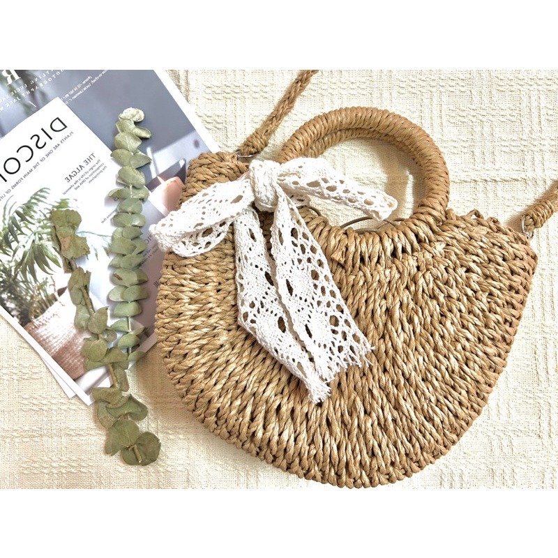 【SHE】現貨實拍/夏天海邊穿搭必備 ❤️/草編/竹編/沙灘包/度假 /ig 峇里島/手提肩背/女包/包包/網紅-細節圖3