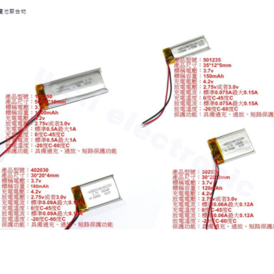 【UCI電子】 (B-3) 3.7v鋰電池聚合物1000MAH 120MAH 180MAH 150MAH 803040