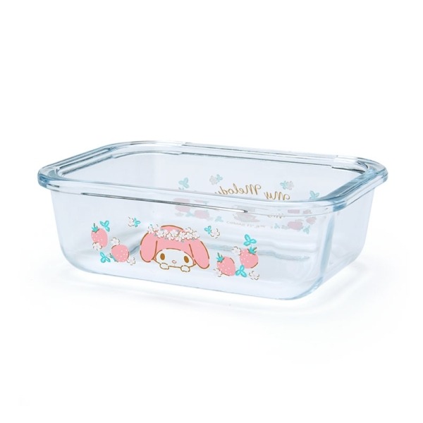 ♥小花花日本精品♥現貨 Hello Kitty美樂蒂 透明 耐熱食物保鮮盒 沙拉碗 點心碗 玻璃扣式水果盒 便當盒~8-細節圖8