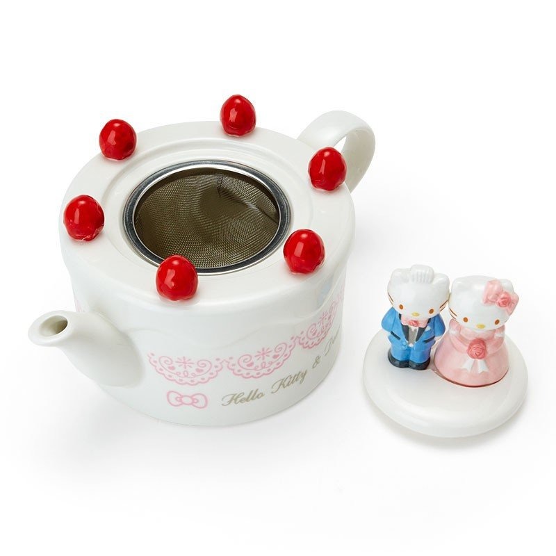 ♥小花花日本精品♥ Hello Kitty 丹尼爾 結婚蛋糕 公仔 下午茶陶瓷杯壺組 茶具組 附濾網 茶壺茶杯組~8-細節圖4