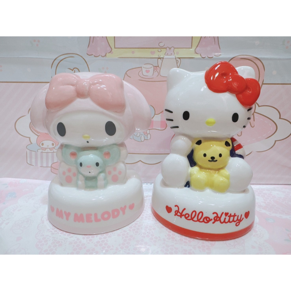 ♥小花花日本精品♥現貨 Hello Kitty 美樂蒂 造型陶瓷存錢筒 招財貓撲滿 擺飾~8-細節圖2