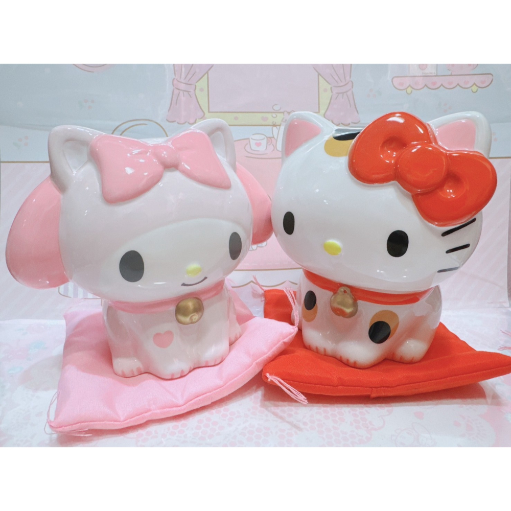 ♥小花花日本精品♥現貨 Hello Kitty 美樂蒂 造型陶瓷存錢筒 招財貓撲滿 擺飾~8-細節圖4