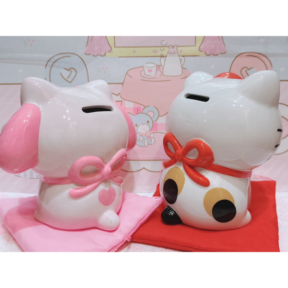 ♥小花花日本精品♥現貨 Hello Kitty 美樂蒂 造型陶瓷存錢筒 招財貓撲滿 擺飾~8-細節圖5