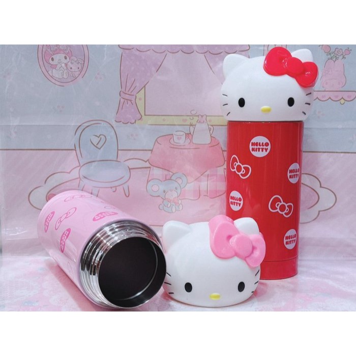 ♥小花花日本精品♥現貨 Hello Kitty 美樂蒂 不繡鋼保溫瓶 造型水瓶 水壺 360ml 紅/粉~8-細節圖3