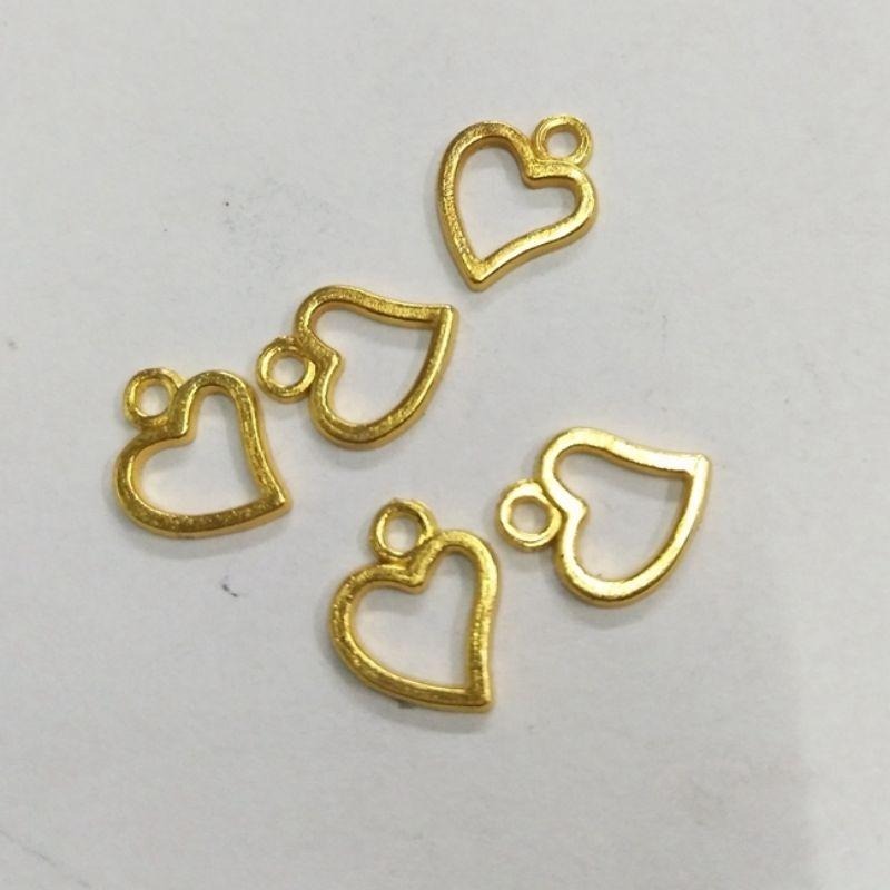 5片／10顆 金色愛心 手工DIY材料 UV滴胶合金饰品配件 10MM爱心掛件 10mm珍珠半珠-細節圖2