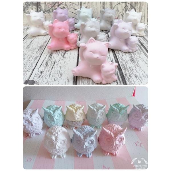 微NG硅藻土擴香石擺件 招財貓 貓頭鷹 擴香石-細節圖9