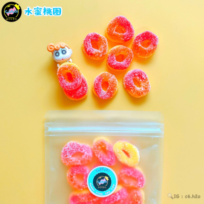 ▸◍◂ 碳水化合物 C₆(H₂O)【水蜜桃圈軟糖 甜甜圈造型糖粉軟糖】