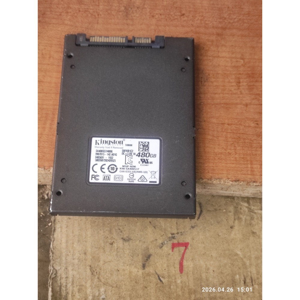 賣二手良品Kingston 金士頓 480GB SATA-3 2.5吋SSD固態硬碟 (SA400S37/480G-細節圖2