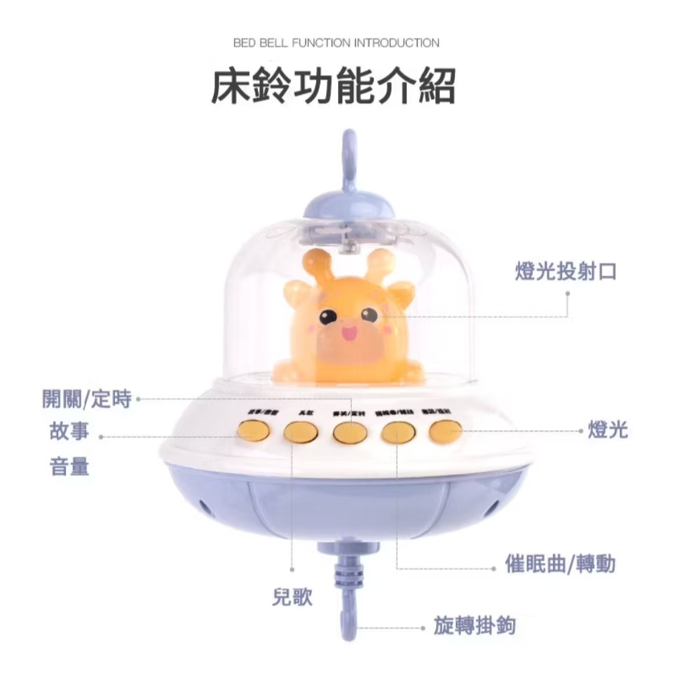 嬰兒床頭旋轉鈴 燈光投射飛碟 多功能 可當手搖鈴及固齒器-細節圖3