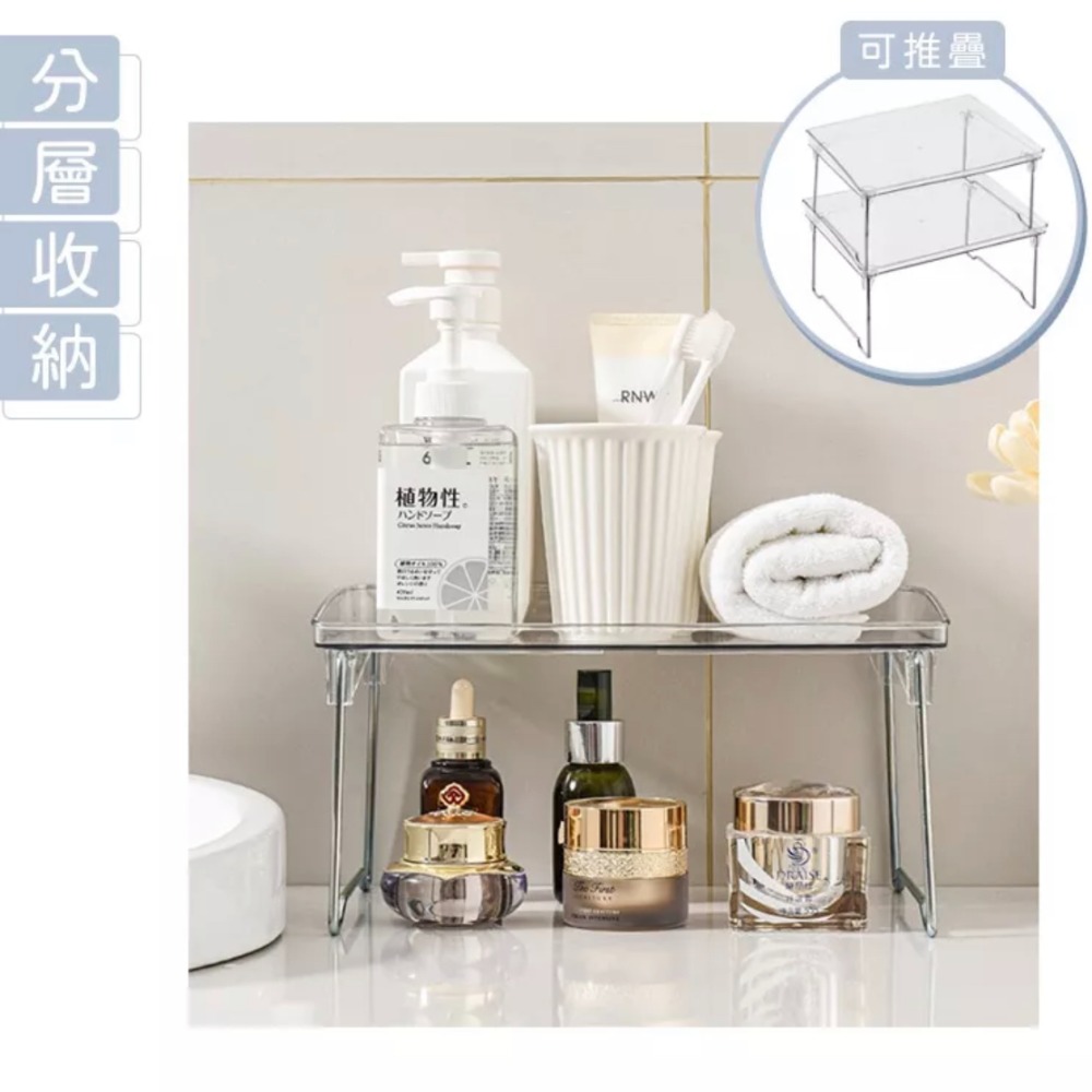 【葛利の雜貨店】【現貨】多功能透明折疊架 廚房收納層架 杯子收納架 宿舍收納架 摺疊置物架 摺疊收納架 壓克力展示架-細節圖5