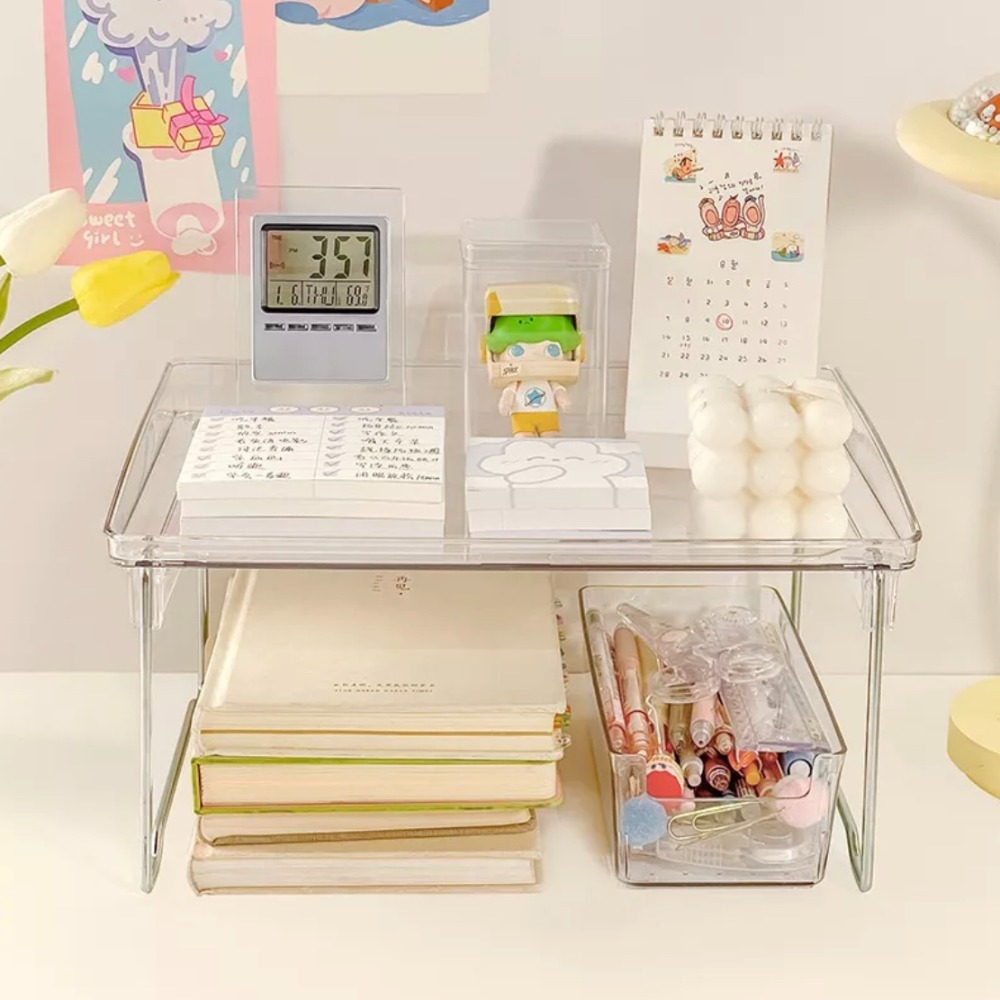 【葛利の雜貨店】【現貨】多功能透明折疊架 廚房收納層架 杯子收納架 宿舍收納架 摺疊置物架 摺疊收納架 壓克力展示架-細節圖8